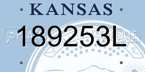 189253L Kansas License Plate