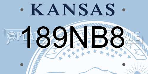 189NB8 Kansas License Plate