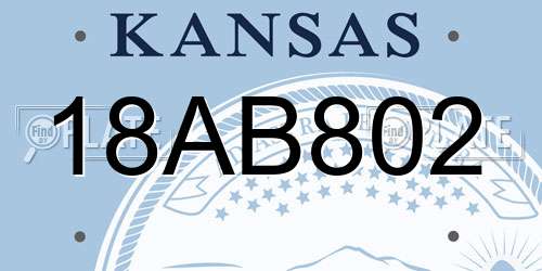 18AB802 Kansas License Plate