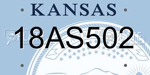 18AS502 Kansas License Plate