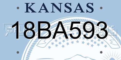 18BA593 Kansas License Plate
