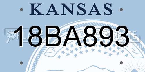 18BA893 Kansas License Plate