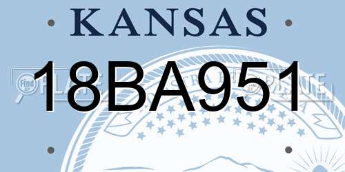 18BA951 Kansas License Plate