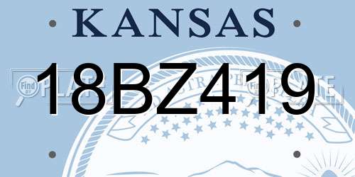 18BZ419 Kansas License Plate