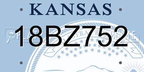 18BZ752 Kansas License Plate
