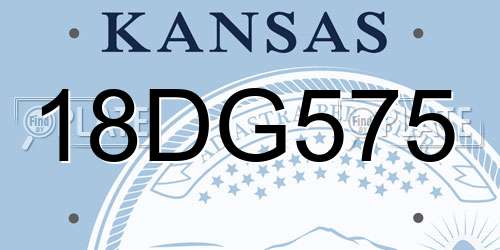 18DG575 Kansas License Plate