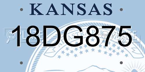 18DG875 Kansas License Plate