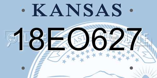 18EO627 Kansas License Plate