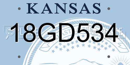 18GD534 Kansas License Plate