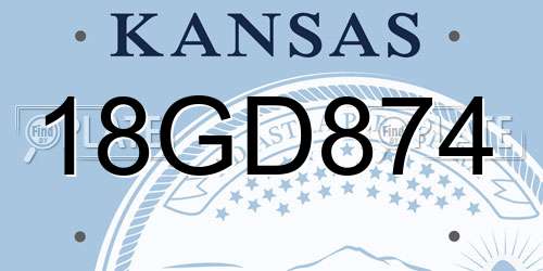 18GD874 Kansas License Plate