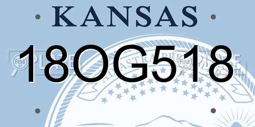 18OG518 Kansas License Plate