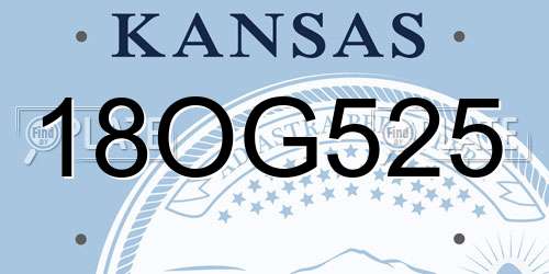 18OG525 Kansas License Plate