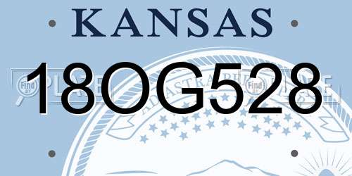 18OG528 Kansas License Plate