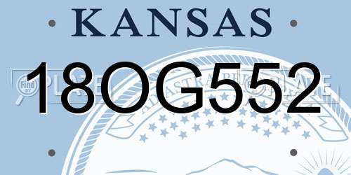 18OG552 Kansas License Plate