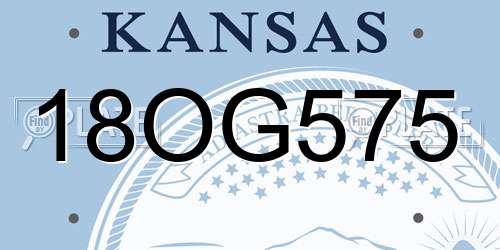 18OG575 Kansas License Plate