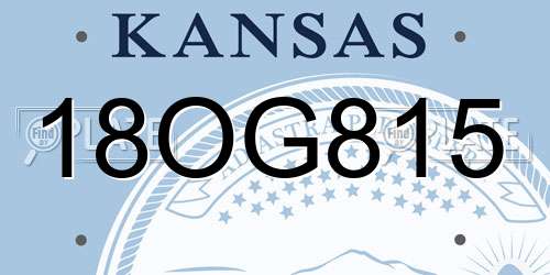 18OG815 Kansas License Plate