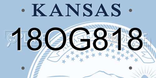 18OG818 Kansas License Plate