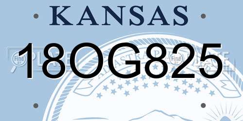 18OG825 Kansas License Plate