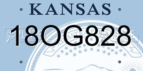 18OG828 Kansas License Plate