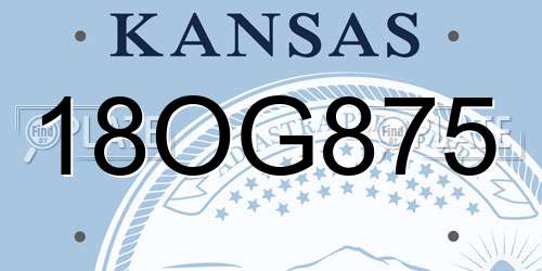 18OG875 Kansas License Plate