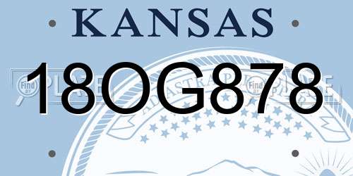 18OG878 Kansas License Plate