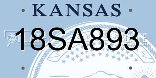 18SA893 Kansas License Plate