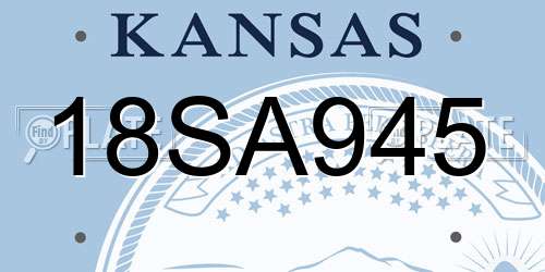18SA945 Kansas License Plate