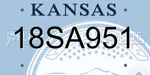 18SA951 Kansas License Plate