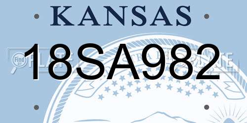 18SA982 Kansas License Plate