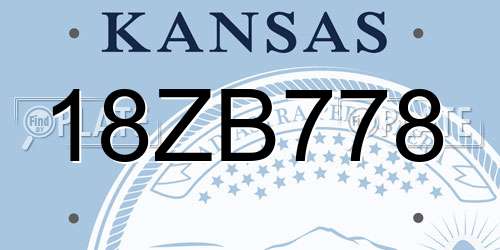 18ZB778 Kansas License Plate