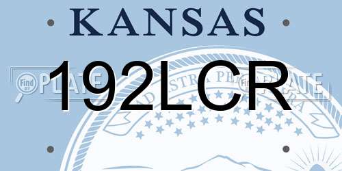192LCR Kansas License Plate