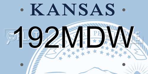 192MDW Kansas License Plate