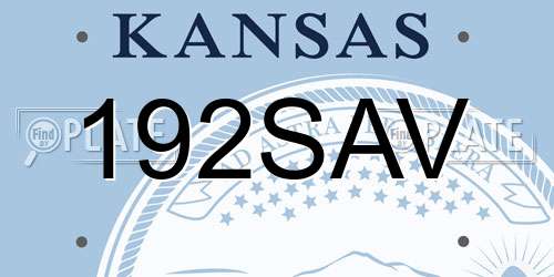 192SAV Kansas License Plate