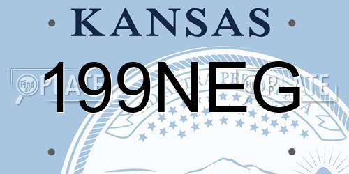 199NEG Kansas License Plate