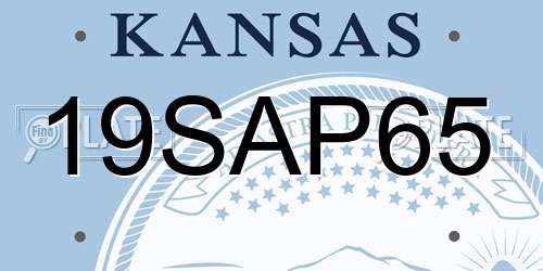 19SAP65 Kansas License Plate