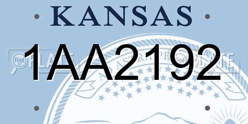 1AA2192 Kansas License Plate