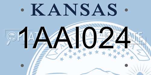 1AAI024 Kansas License Plate