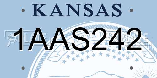 1AAS242 Kansas License Plate