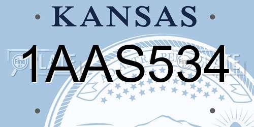 1AAS534 Kansas License Plate