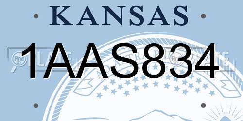 1AAS834 Kansas License Plate