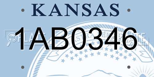 1AB0346 Kansas License Plate