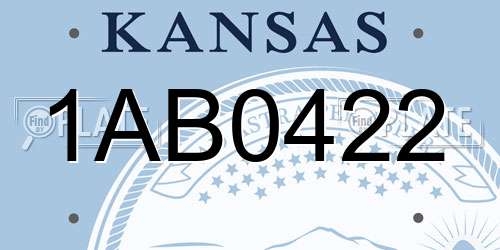 1AB0422 Kansas License Plate