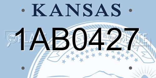 1AB0427 Kansas License Plate