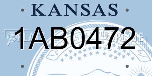1AB0472 Kansas License Plate