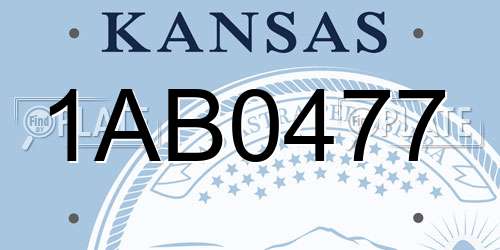 1AB0477 Kansas License Plate