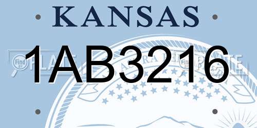 1AB3216 Kansas License Plate