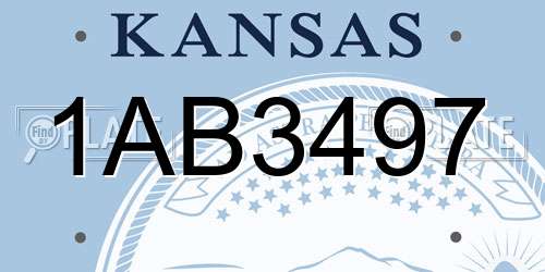 1AB3497 Kansas License Plate