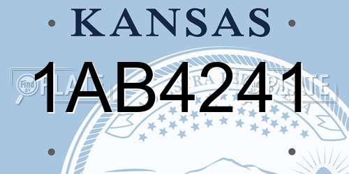 1AB4241 Kansas License Plate