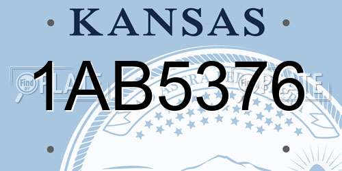 1AB5376 Kansas License Plate