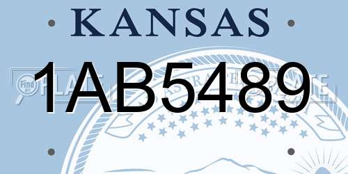 1AB5489 Kansas License Plate
